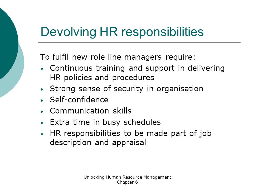 Devolving responsibility of human resource to managers management essay